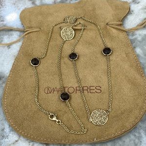 Omar Torres 14K over Sterling Silver Smokey Quartz Medallion 26” Necklace